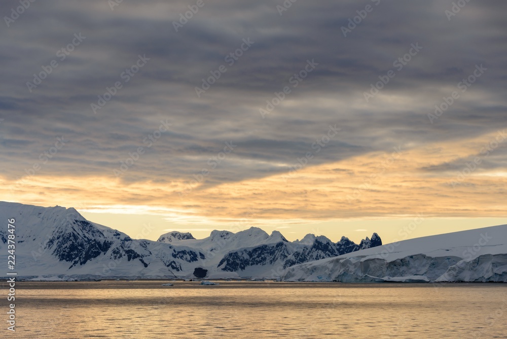 Landscape in Antarctica at sunset Landscape in Antarctica at sunset
