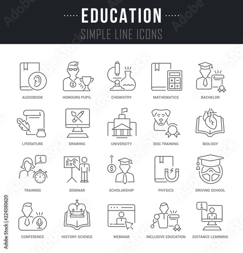 Set Vector Line Icons of Education.