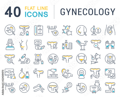 Set Vector Line Icons of Gynecology.
