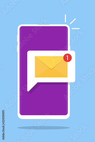 Mobile Phone New Mail Message Illustration Vector Icon