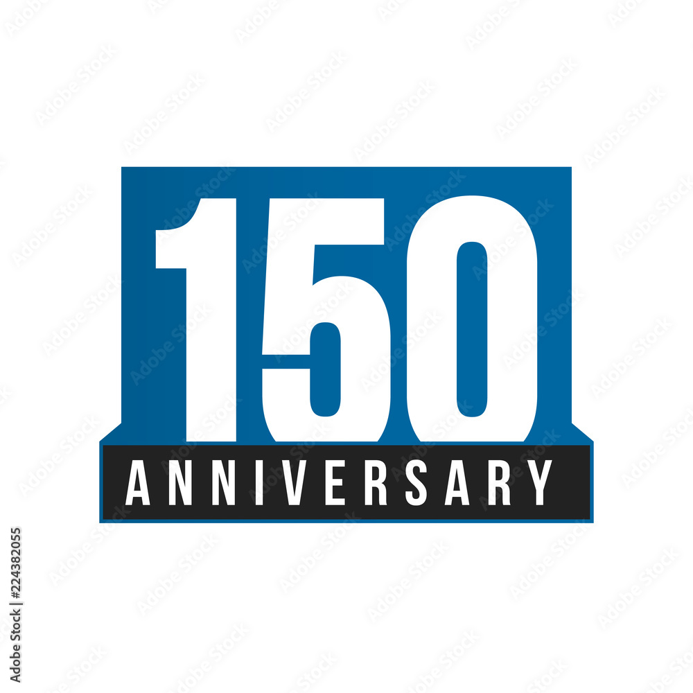 150th Anniversary vector icon. Birthday logo template. Greeting card design element. Simple business anniversary emblem. Blue strict style number. Isolated vector illustration on white background. 150th Anniversary vector icon. Birthday logo template. Greeting card design element. Simple business anniversary emblem. Blue strict style number. Isolated vector illustration on white background.