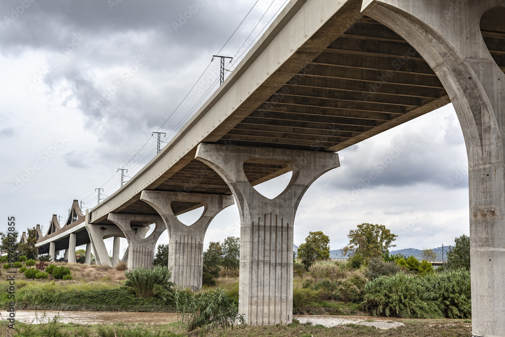 Viaduct train over Llobregat river. Viaduct train over Llobregat river.