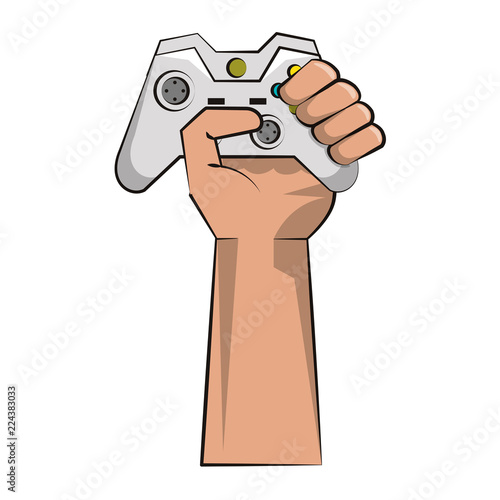 Hand holding modern gamepad