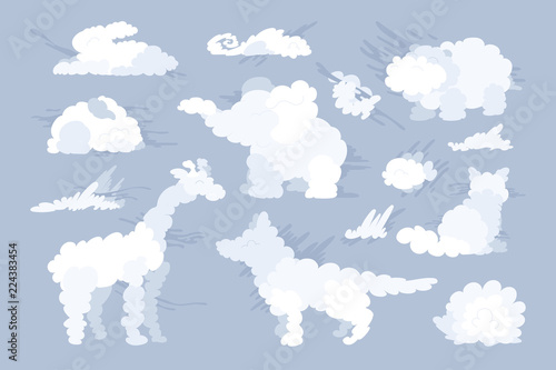 vector animal shaped cloud set