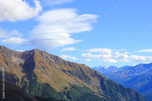 mountain landscape and a panorama of clouds