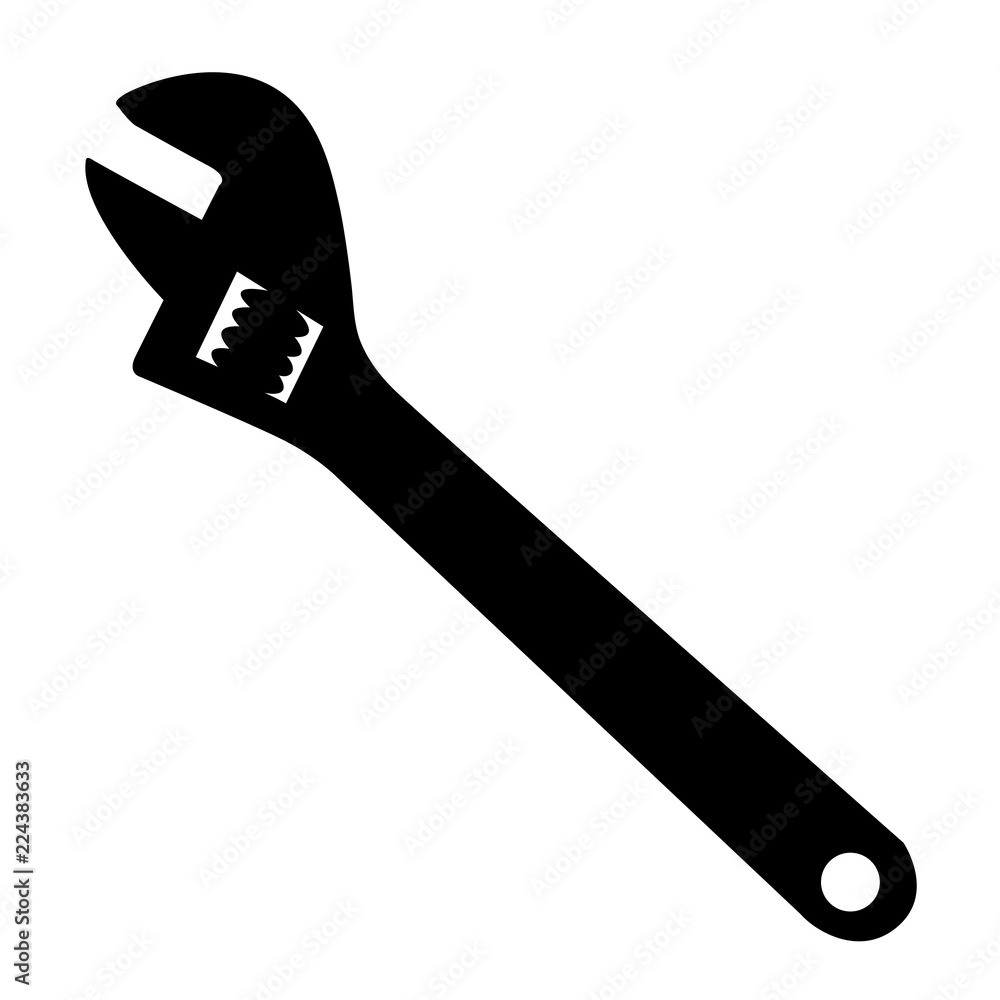 adjustable wrench silhouette isolated on white background vector illustration adjustable wrench silhouette isolated on white background vector illustration