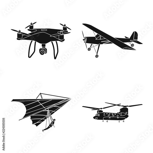 Isolated object of plane and transport sign. Set of plane and sky vector icon for stock.