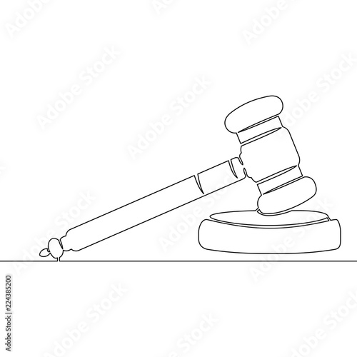 continuous single drawn one line hammer judge