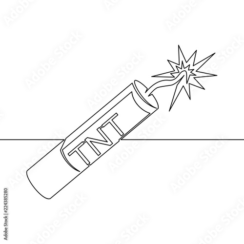 Continuous one line drawn dynamite line icon TNT