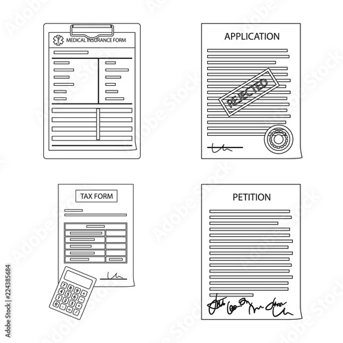 Vector design of form and document sign. Collection of form and mark stock vector illustration.