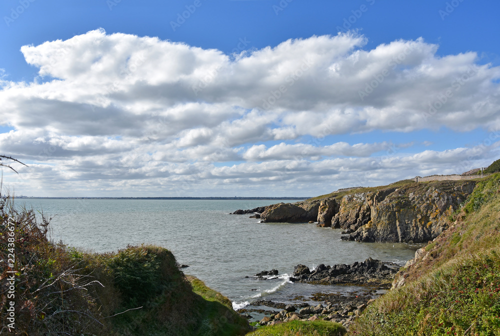 Howth Ireland stock images. Irish landscape with sea. Coast with clouds. Summer landscape photography