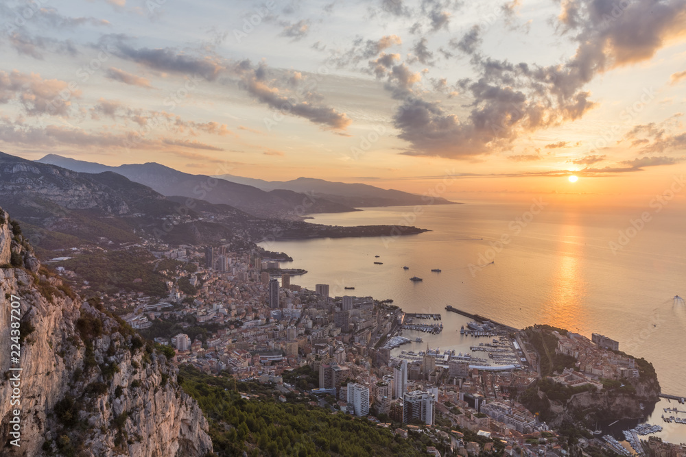 Beautiful sunrise over Monaco