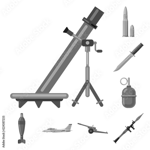 Isolated object of weapon and gun sign. Set of weapon and army stock vector illustration.