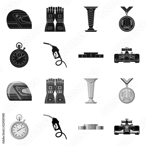 Isolated object of car and rally logo. Set of car and race vector icon for stock.