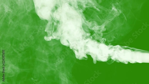 White thick smoke or vapor on green screen background for quick overlay on video photo