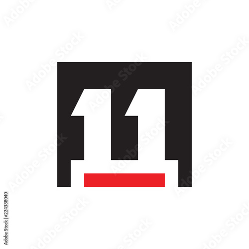 M letter with eleven number logo design