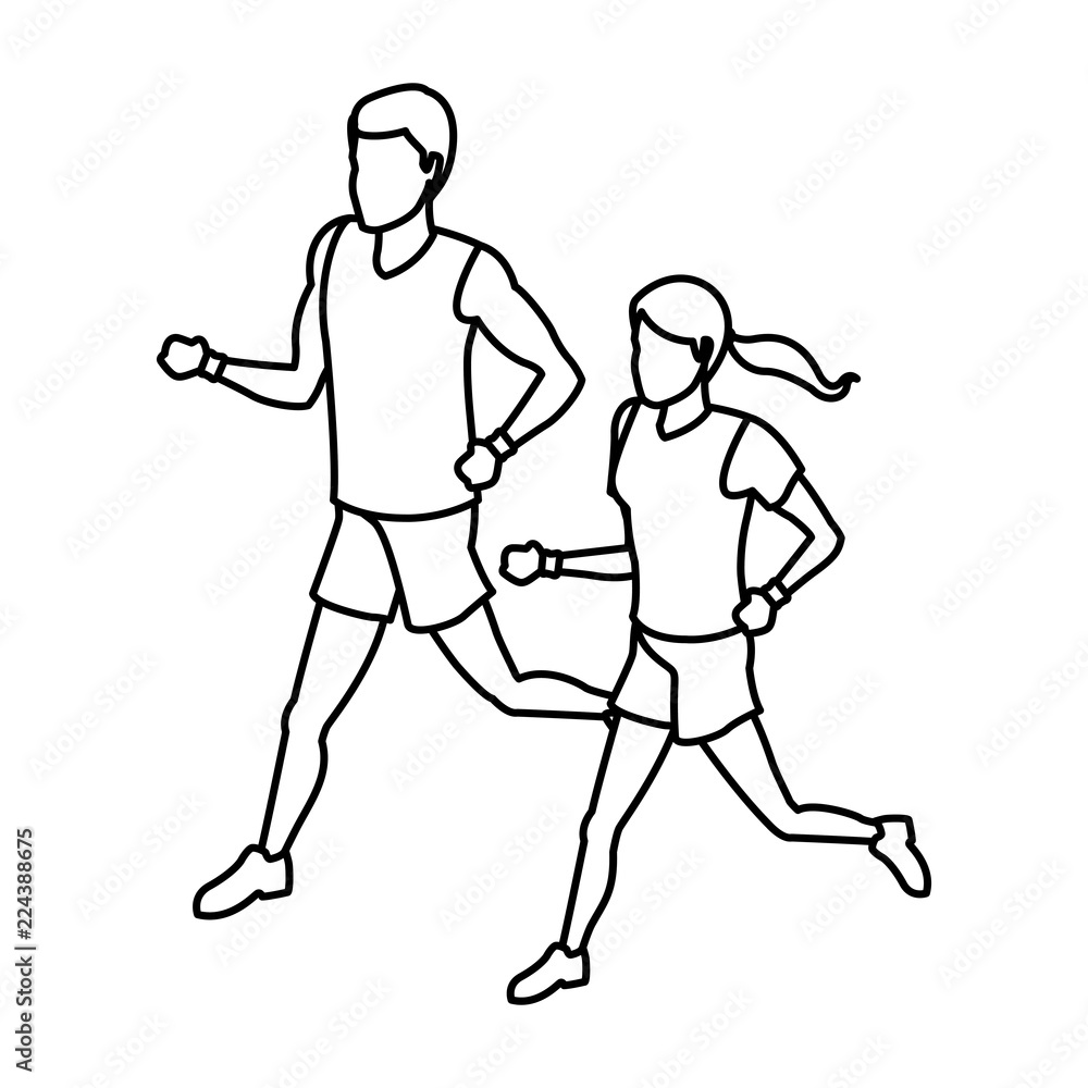 Fitness couple running avatar