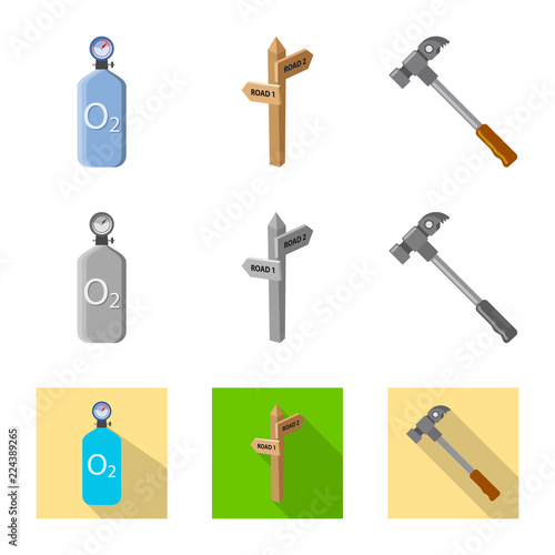 Vector illustration of mountaineering and peak logo. Collection of mountaineering and camp stock symbol for web.