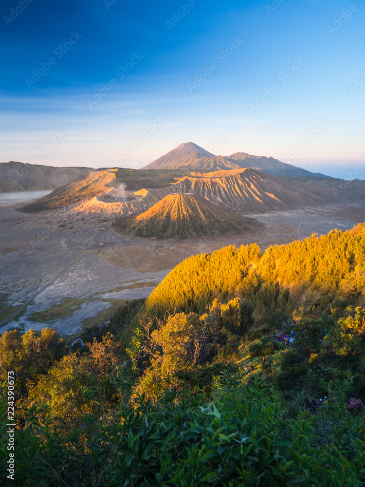 Bromo active volcano famous destination in Java island, Indonesia