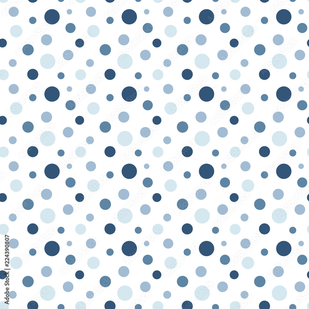 Polka dot seamless pattern in blue colors, vector