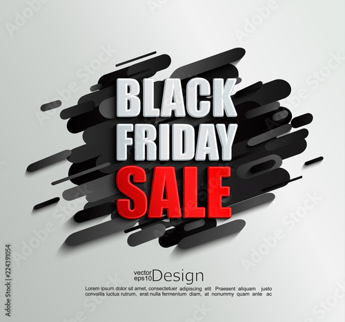 Sale banner for black friday on dynamic black background. Perfect template for flyers, discount cards, web, posters, ad, promotions, blogs and social media, marketing. Vector illustration.