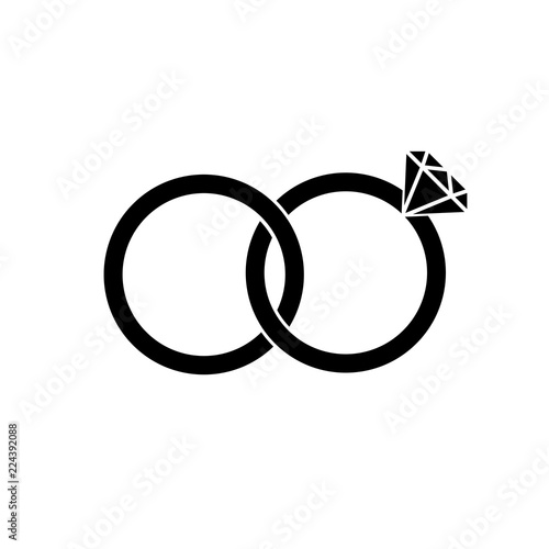 Marriage or engagement rings icon. Bridal rings for him and for her. Vector Illustration 