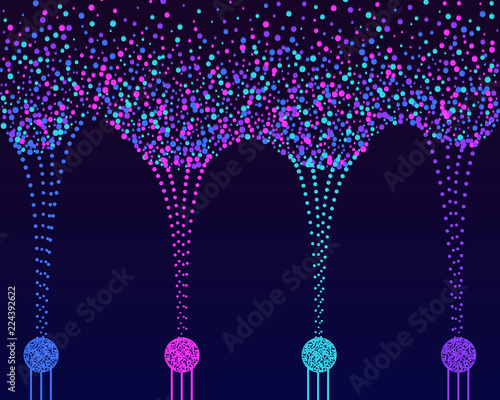 Abstract colorful big data analysis visualization concept. Innovative digital technology for complex big data information processing and structuring