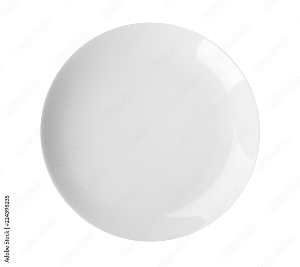 Ceramic plate with space for text on white background, top view. Washing dishes Ceramic plate with space for text on white background, top view. Washing dishes
