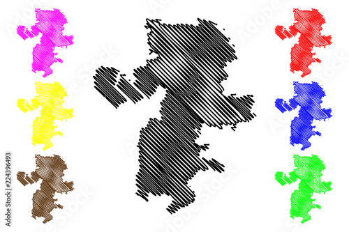 Chelyabinsk Oblast (Russia, Subjects of the Russian Federation, Oblasts of Russia) map vector illustration, scribble sketch Chelyabinsk Oblast map