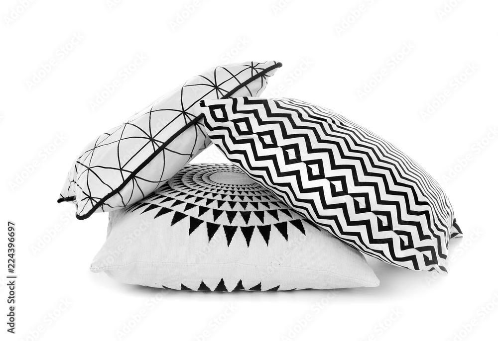 Different colorful pillows on white background Different colorful pillows on white background