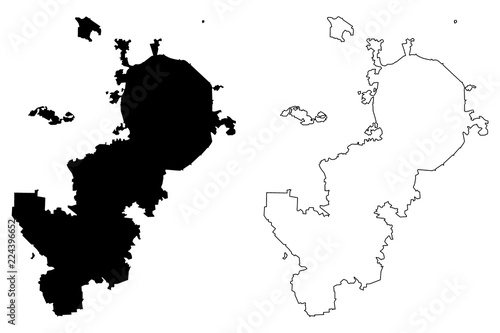 Moscow (Russia, Subjects of the Russian Federation, Federal cities of Russia) map vector illustration, scribble sketch Moscow map