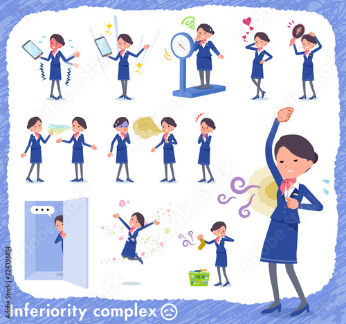 flat type Cabin attendant blue woman_complex