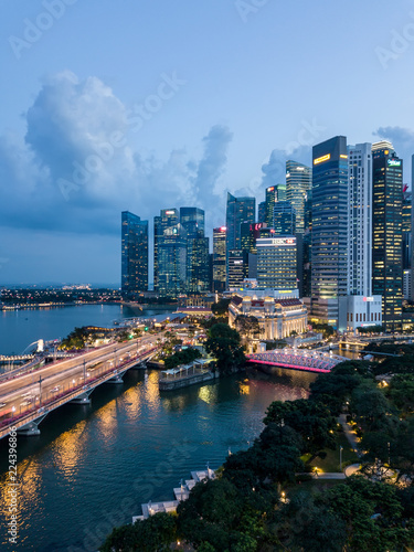 Singapore aerial view of the city skyline 