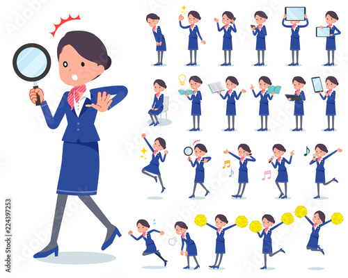 flat type Cabin attendant blue woman_Action