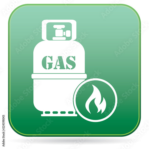 Camping stove with gas bottle icon vector