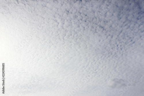 Light white cirrus clouds covering the large surface of the sky © wolfness72