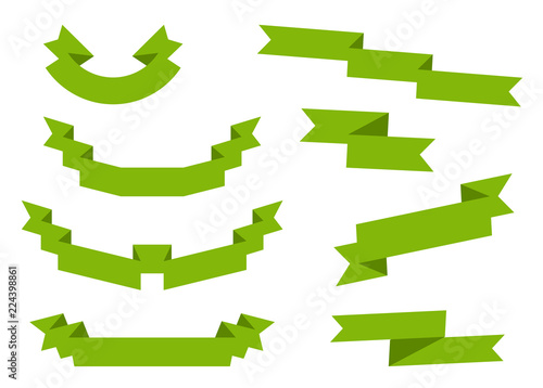 Set of colored ribbons. Collection of banners and ribbons over white background