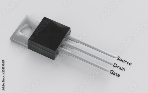Isolated TO-220 electronic package with mosfet pinout 3d illustration photo