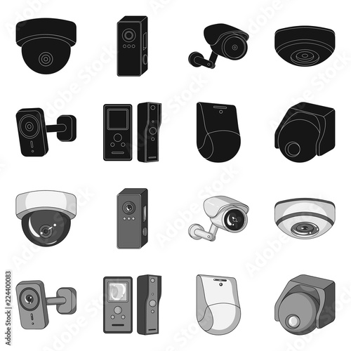 Vector design of cctv and camera sign. Collection of cctv and system vector icon for stock.