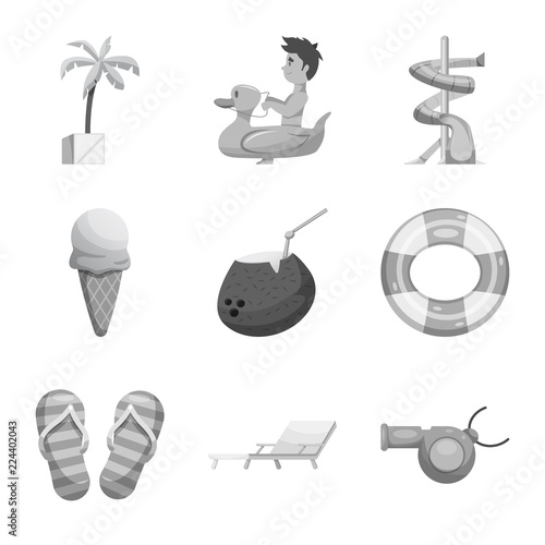 Vector design of pool and swimming sign. Collection of pool and activity stock symbol for web.