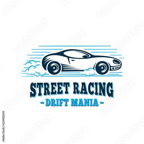 Street Racing Design Template. Drift mania. Vector and illustrations.