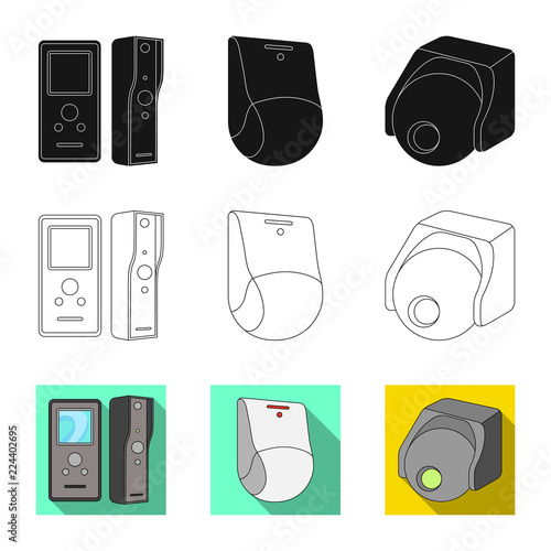 Vector design of cctv and camera icon. Collection of cctv and system vector icon for stock.