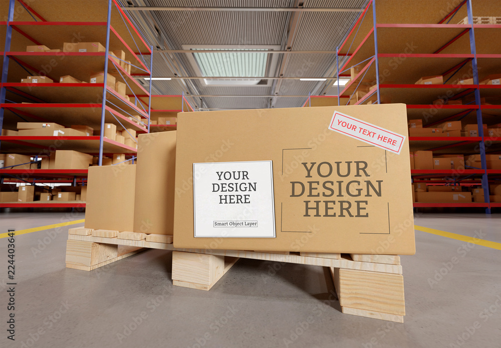 Cardboard Box Mockup Stock Template | Adobe Stock