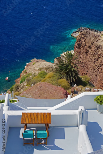 Detail of a luxury villa with sea views in Santorini