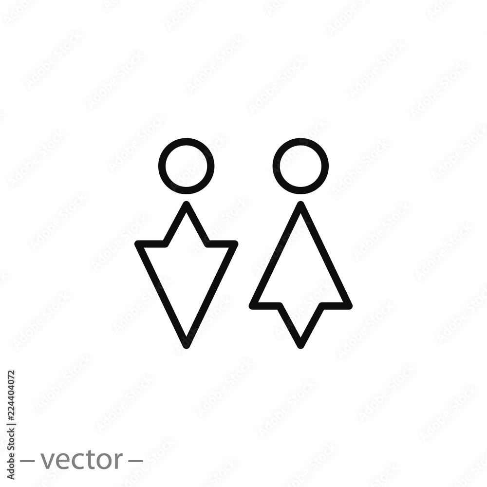 male and female icon, toilet linear sign isolated on white background - editable vector illustration eps10 male and female icon, toilet linear sign isolated on white background - editable vector illustration eps10