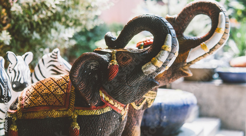 Canvas Print Religion statues of elephants from  thailand