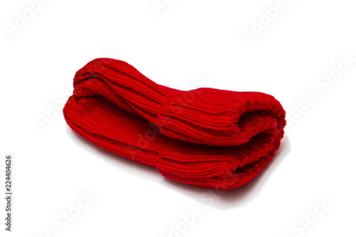 Red beanie isolated on white
