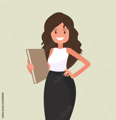 Beautiful business woman with a folder in her hands.