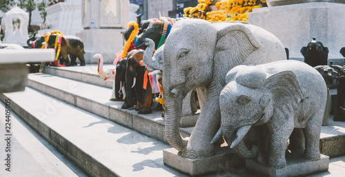 Photography Religion statues of elephants from  thailand