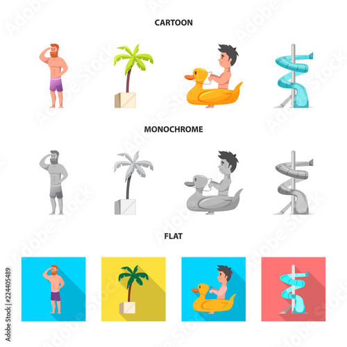 Isolated object of pool and swimming sign. Collection of pool and activity vector icon for stock.